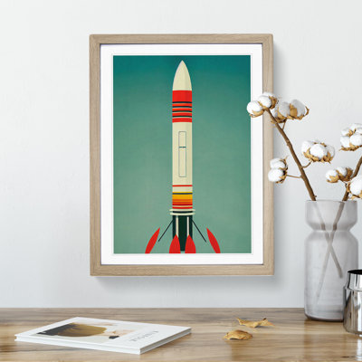 Retro Spaceship Rocket No.1 - Framed Print