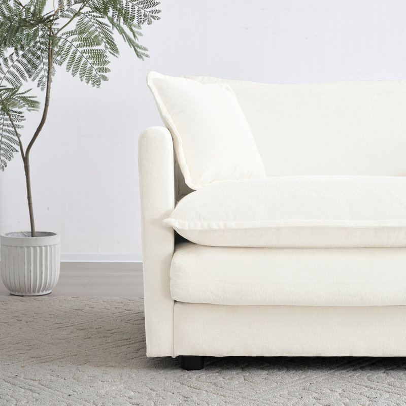 Ensemble de canapé en chenille à assise profonde, canapé moderne pour le salon et le bureau, Chenille blanche