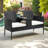 2-Seat Black Wicker Patio Loveseat with Table – Outdoor Rattan Set with Washable Cushion Covers, Black Rattan & White Cushions for Backyard, Garden & Lawn-767351551