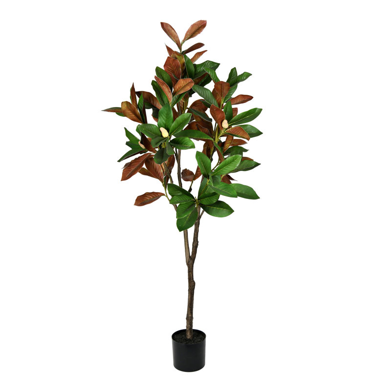Magnolia artificiel vert en pot, H 60 po x l 20 po x P 23 po