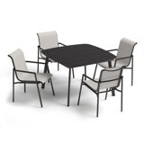 Orso & Eiland 4 - Person Square 45" Long Powder Coated Aluminum Outdoor Dining Set