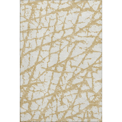 Premium Machine Washable Prisco Gold Rug