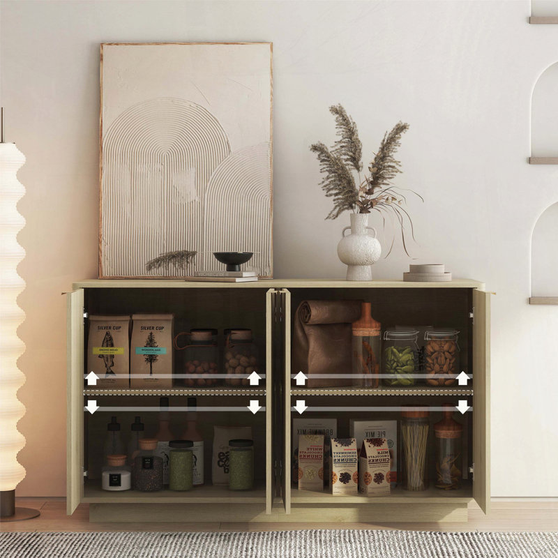 Wood Modern Fluted Buffet Cabinet