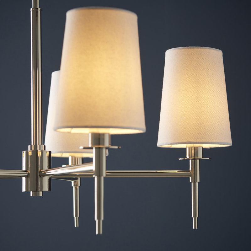Devi 5 - Light Shaded Chandelier, Bright Nickel