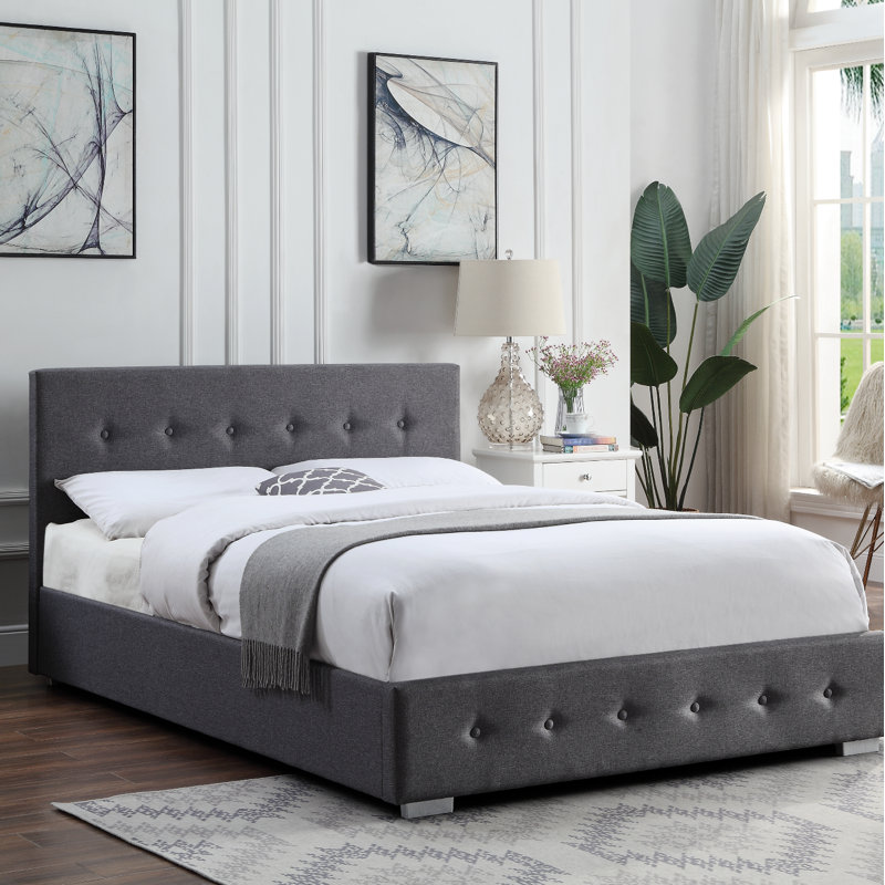 Harmoni Upholstered Ottoman Storage Bed, Grey, Kingsize (5')