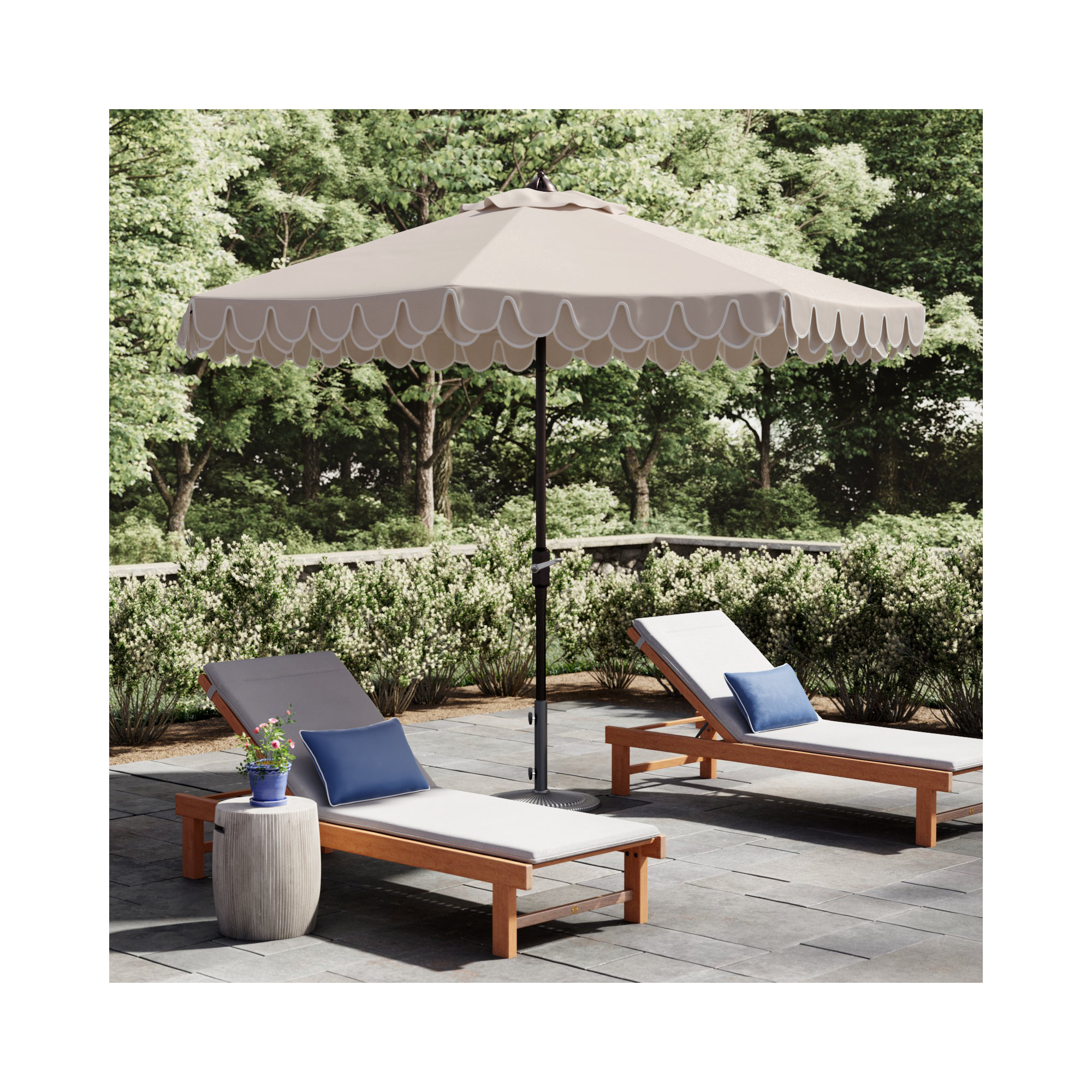 10' 10'' Beach Umbrella, Beige/White