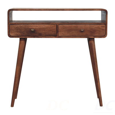 Console en bois massif courbé miel et caramel, table