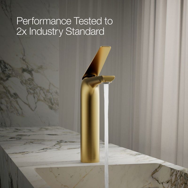 Avid Tall Single-Handle Bathroom Sink Faucet, Vibrant Brushed Moderne Brass