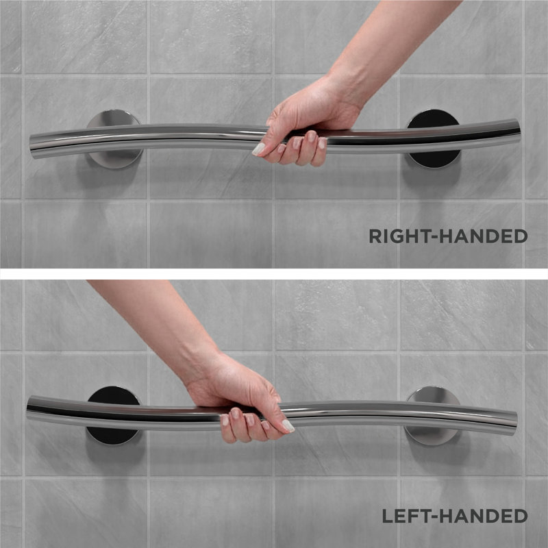 (2x Pack) Wave Grab Bar (24in), Left and Right Orientation, Polished Chrome