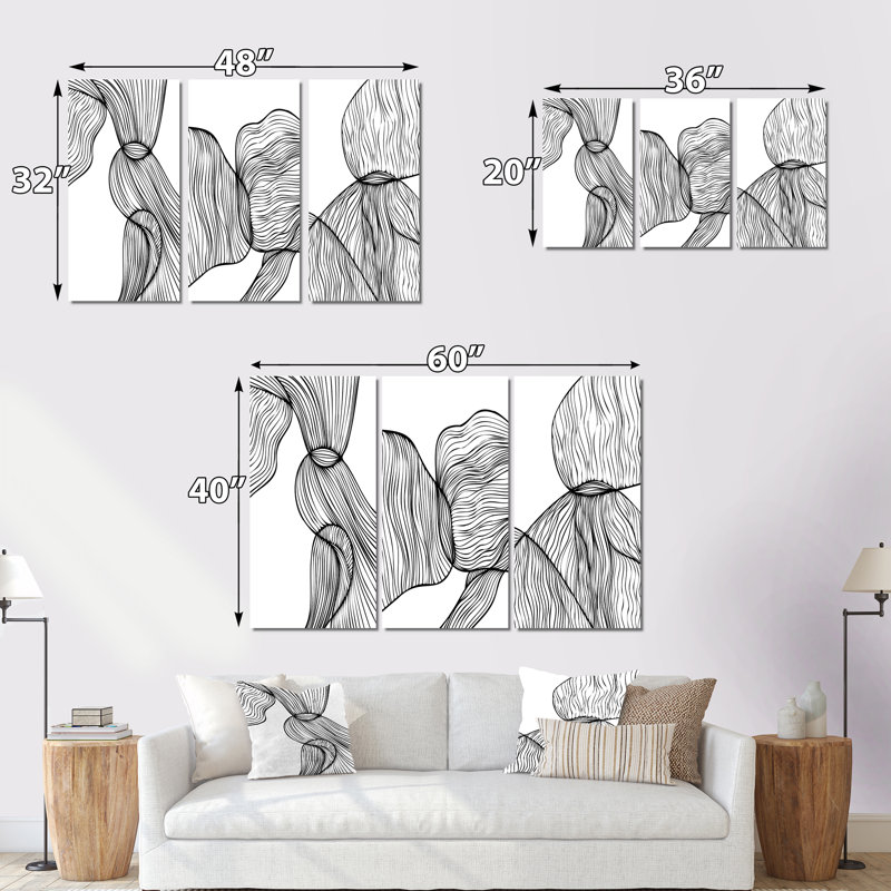 Primitive Shapes I - Ensemble de 3 reproductions d'art sur toile tendue, H 28 po x l 36 po