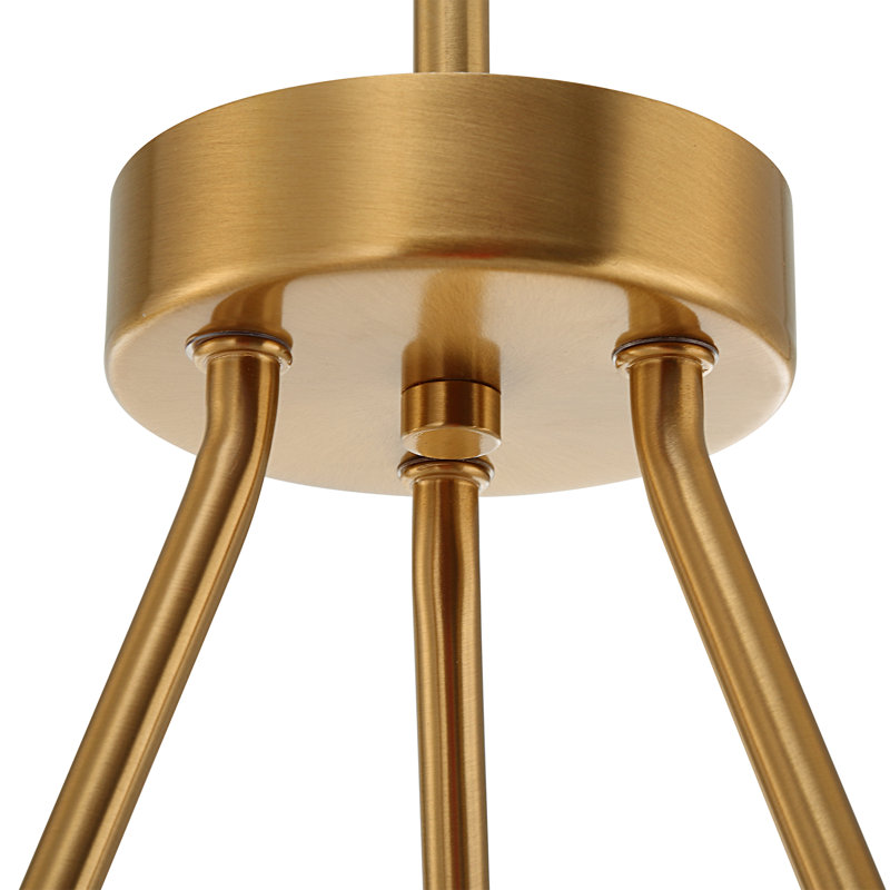 Warm Brass 6-Light Chandelier with Opal Glass Shades
