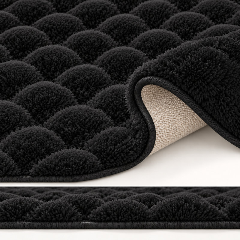 Aspire Homeware Black Bubble Texture Area Rug, BLACK, 160x230cm