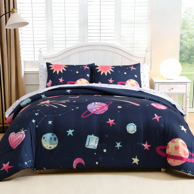 Ensembles d'édredon grand lit Amberspace pour la planète, ensemble de literie pour garçons, lit toutes saisons pour enfant dans un sac 7 pièces avec draps, taies d'oreiller et taies décoratives