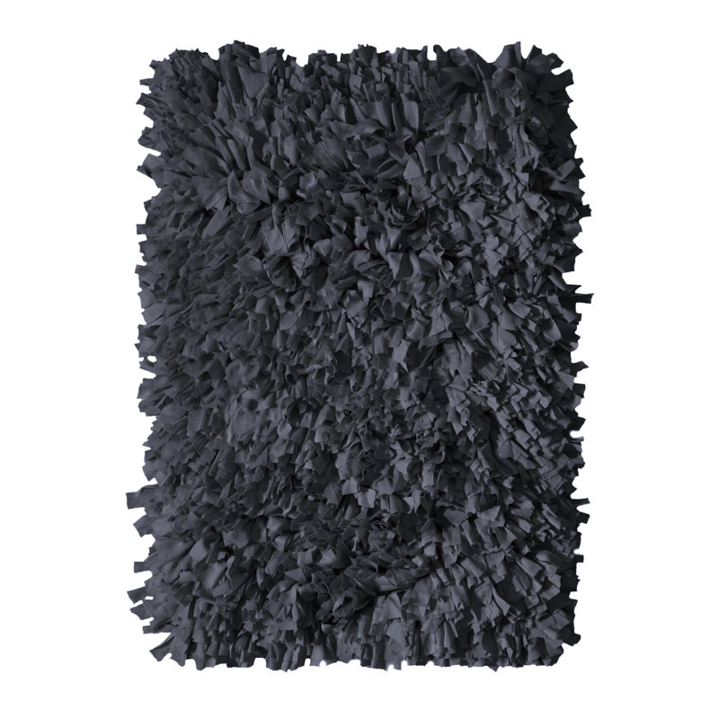 Solid Color Machine Made Polyester Area Rug in Gray, Rectangle 5' x 8'