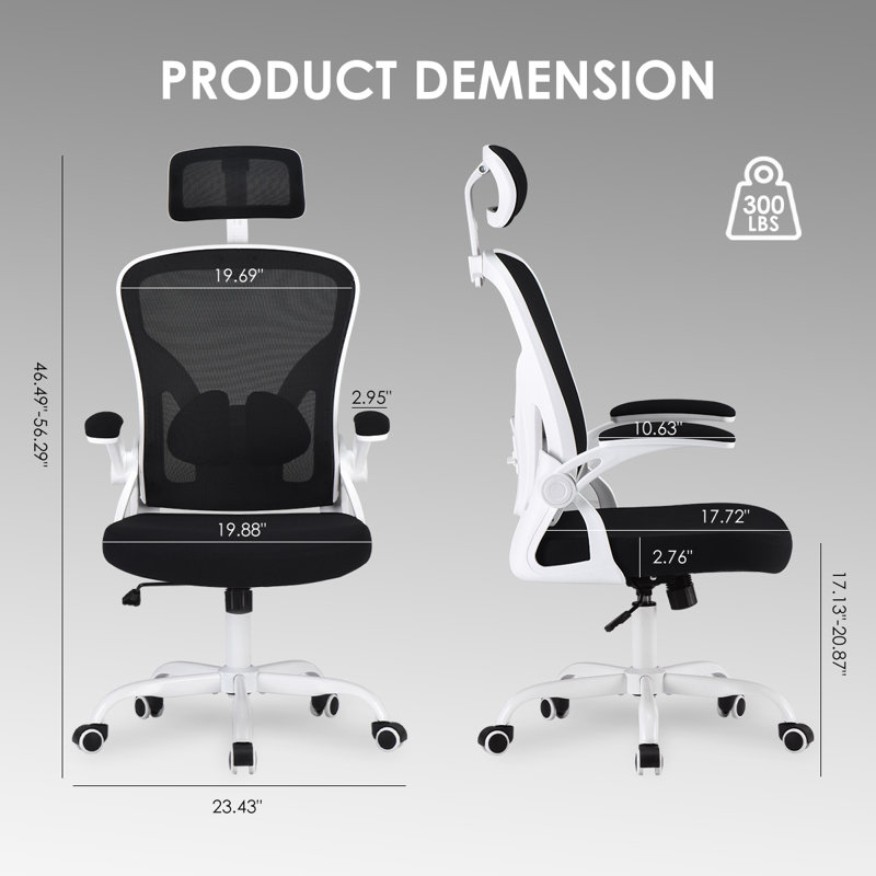 Fauteuil de bureau ergonomique avec appui-tête, support lombaire réglable, accoudoirs et fonction berçante pour un bureau à domicile confortable