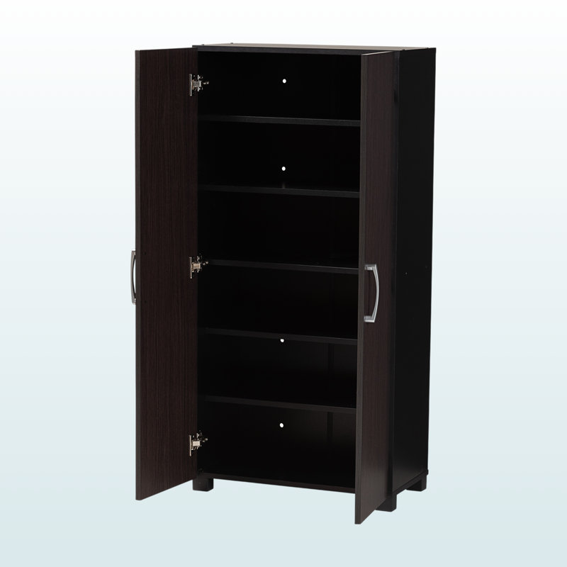 Castleford 6-Shelves With 2-Door Dark Brown Shoe Storage Cabinet, 48.97" H X 23.31" W X 12.33" D