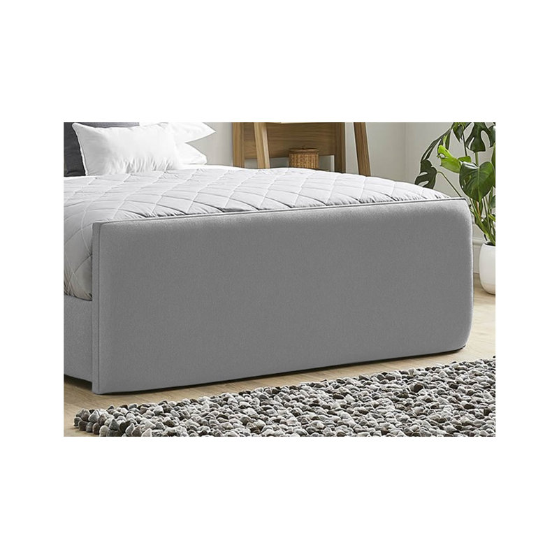 Ledley Kailua Upholstered Bed Frame - Plush Velvet with Headboard and Sprung Slats, Double (4'6), Silver