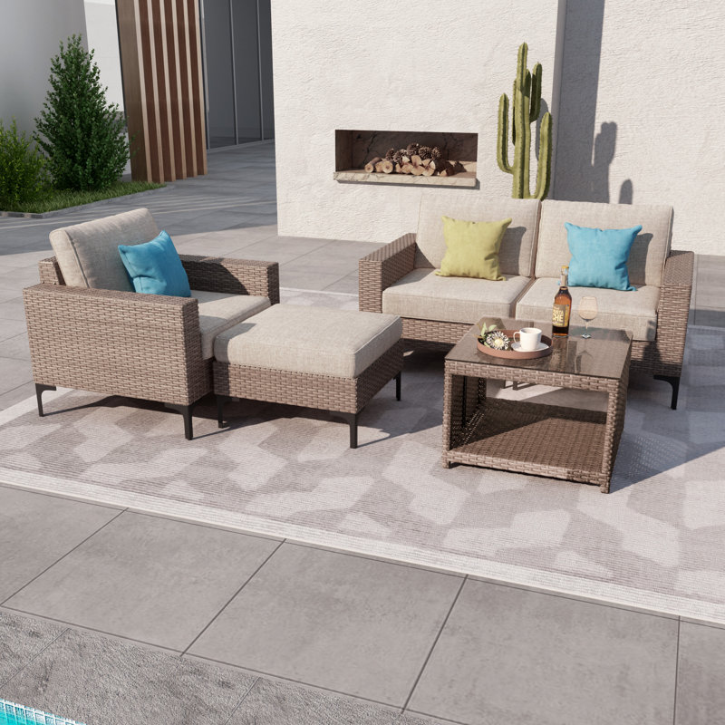 Amberson Aluminum 4-Person Outdoor Sectional with Cushions
