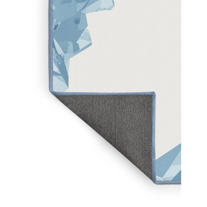 Soft Plush Dahill Minimalist Geometric Area Rug in Beige – BabyBlue Binding, 4' Round