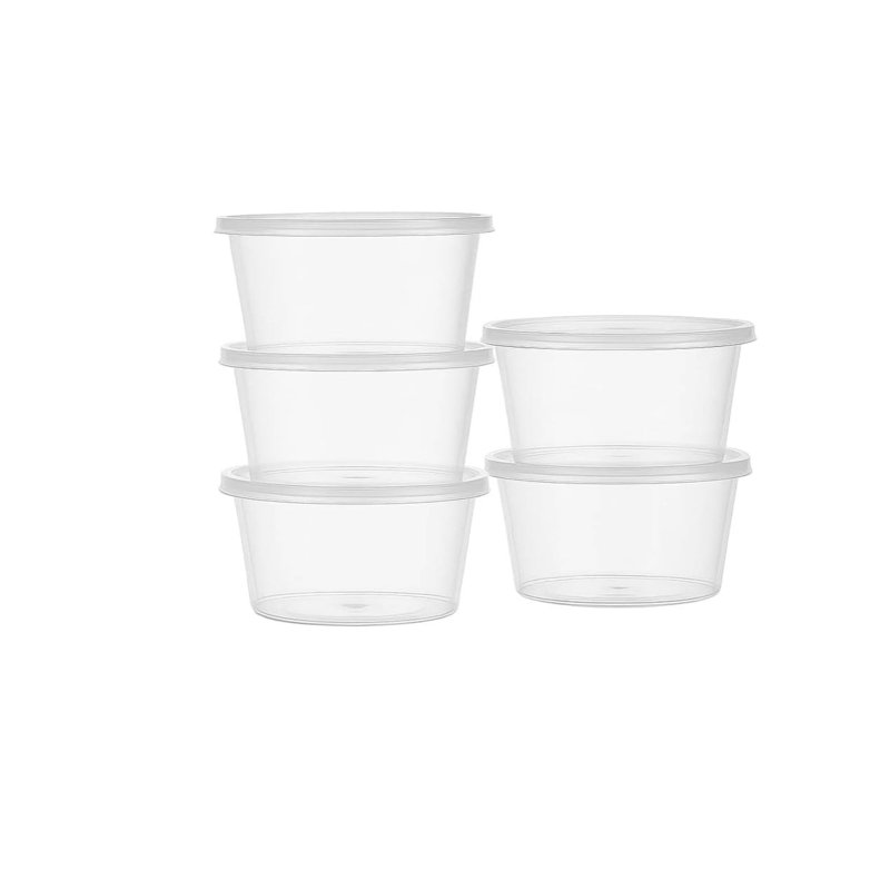 Contenant rond en plastique transparent 16 oz avec couvercle Ecoqualité - Contenants de rangement jetables et réutilisables pour les restes, la préparation des repas, les mets à emporter, la restauration, les pique-niques et l'utilisation quotidienne (72)