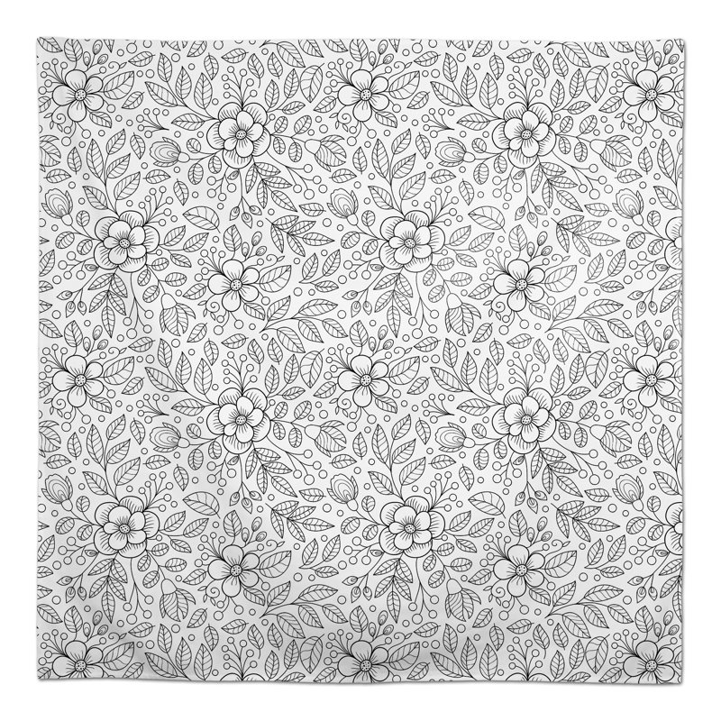 Square Floral Polyester Tablecloth, Black, 58" L x 58" W