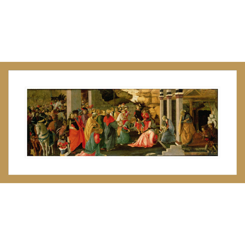 «Adoration of the Magi» par Sandro Botticelli - Estampe numérique encadrée, H 14,59 po x l 29,5 po