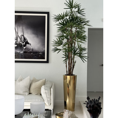 Lady Faux Palm Tree in Metal Planter
