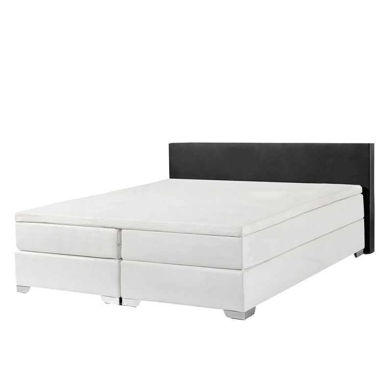 Théo Upholstered Bed with Mattress, European King Size (160 x 200 cm), Black/White