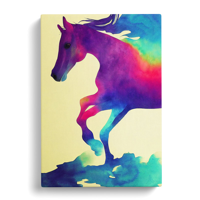 Watercolour Horse No.4 Abstract - Wrapped Canvas Painting, 60cm H x 40cm W x 3cm D