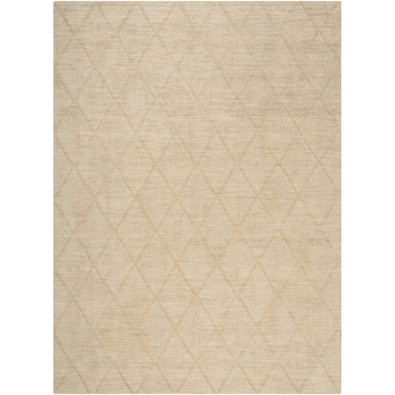 Tapis géométrique en laine beige 4 pi x 6 pi