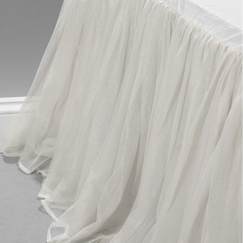 Off-White Polyester King Split Corner Bed Skirt