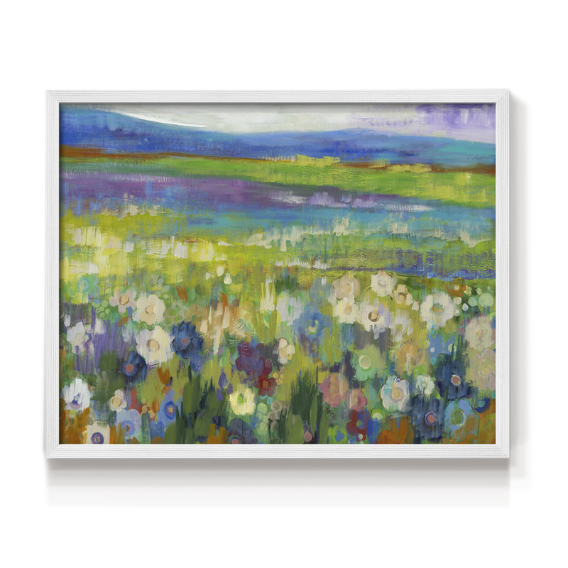 Champ de fleurs - Reproduction encadrée - Restickable, H 8 po x l 10 po, Blanc