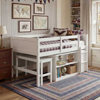 Space-Saving Loft Bed With Desk & Bookshelves