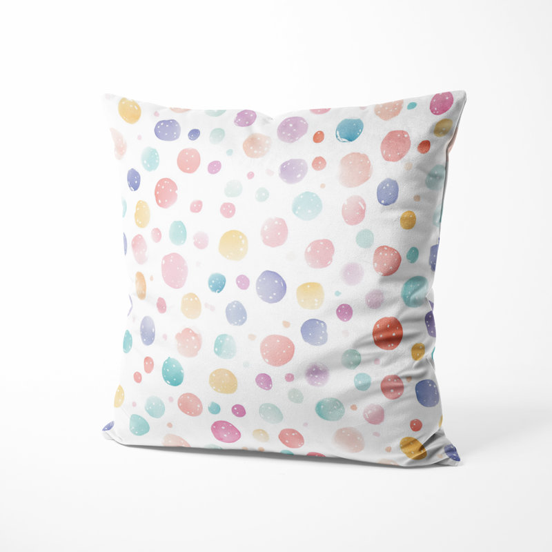 Coussin décoratif Boho - Coussin imprimé pois roses, H 16 po x l 16 po