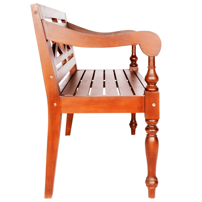 Dement Solid Wood Outdoor Bench, 82cm H x 98cm W x 50cm D, Dark Brown