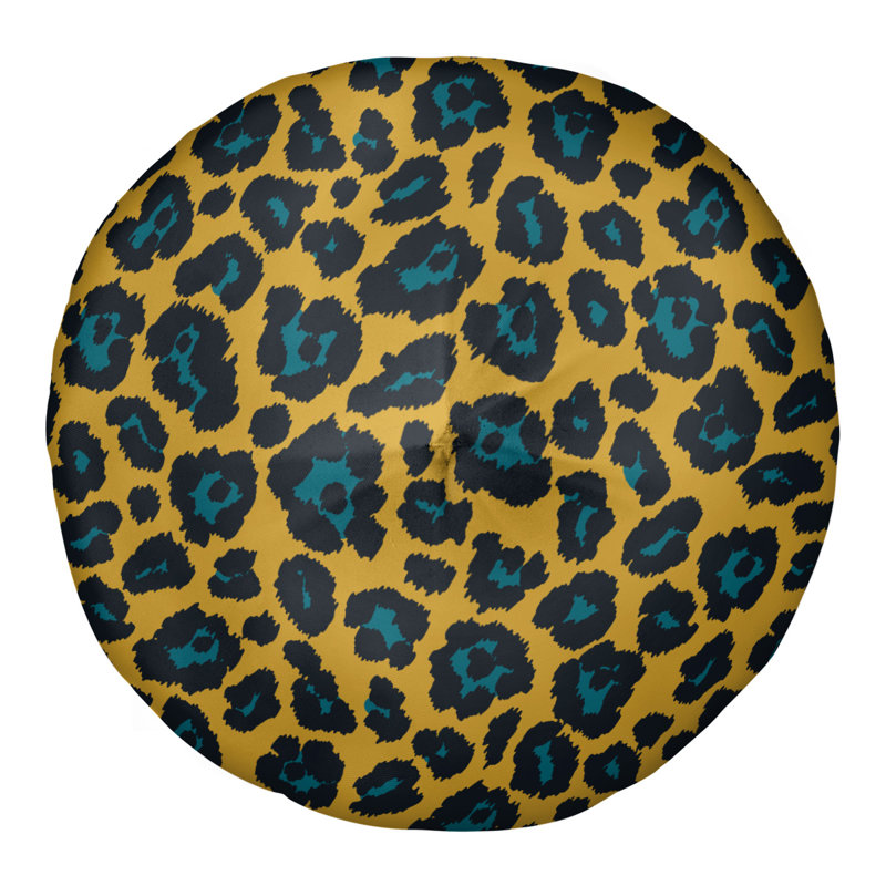 Housse et insert de coussin touffeté rond, H 26 po x l 26 po x P 4 po, Or / noir / bleu