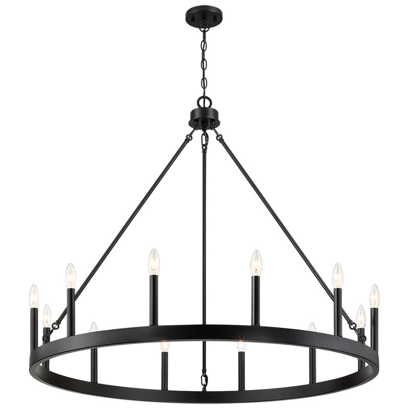 Margee 12 - Light Dimmable Wagon Wheel Chandelier
