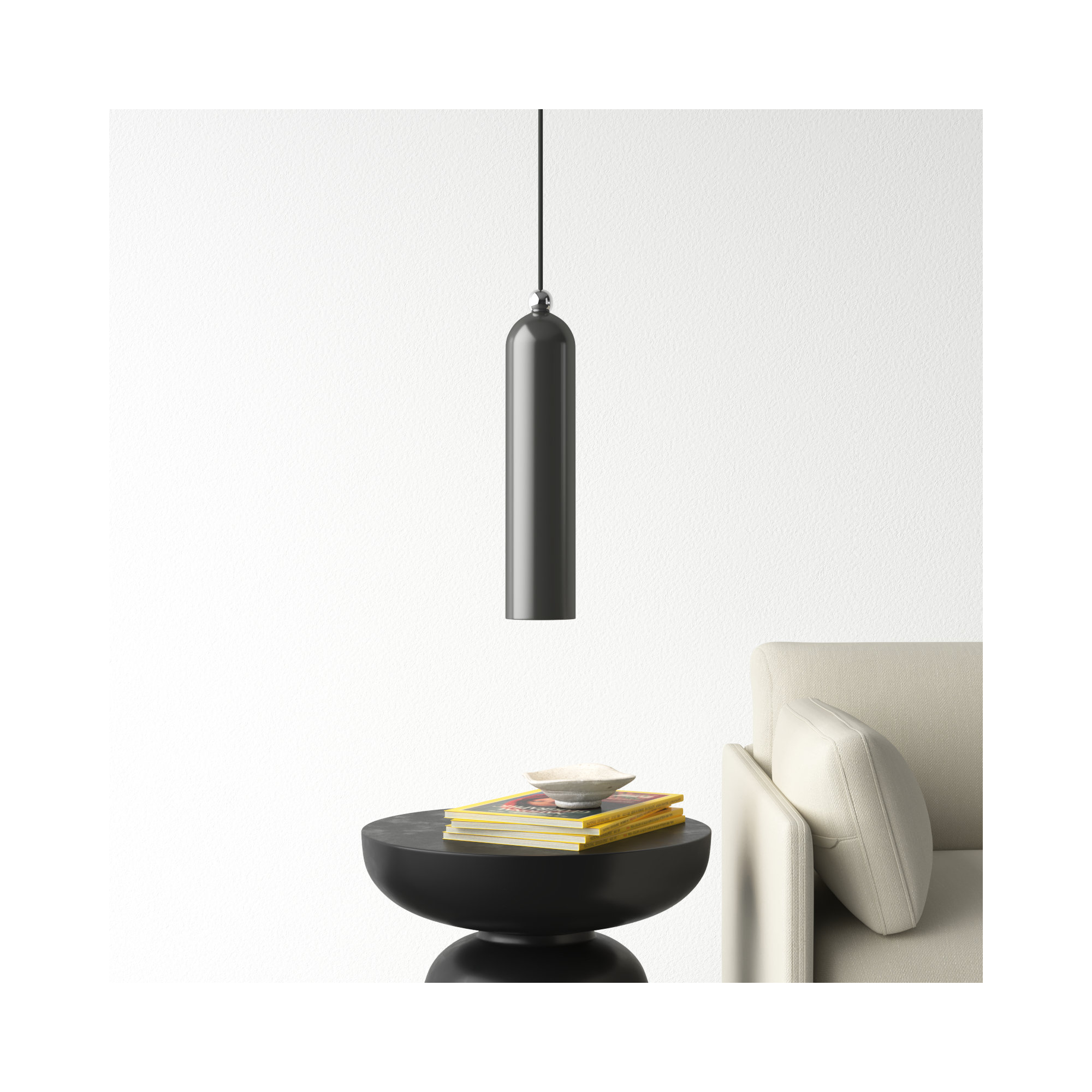 Hanne 1 - Light Single Cylinder Pendant, Shiny Dark Gray