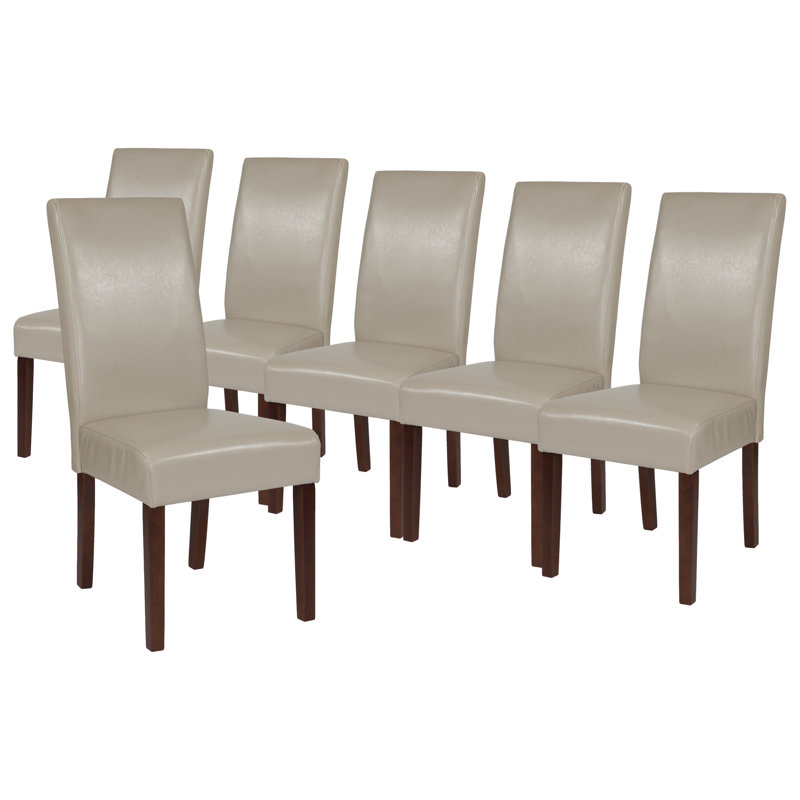 Arruda Upholstered Parsons Chairs-Panel Stitching, Beige, 6