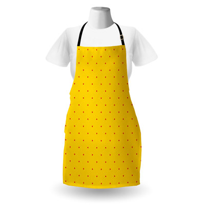 Dakota Fields Retro Apron Unisex Vibrant Polka Dotted Design Adult Size Earth Yellow Vermilion