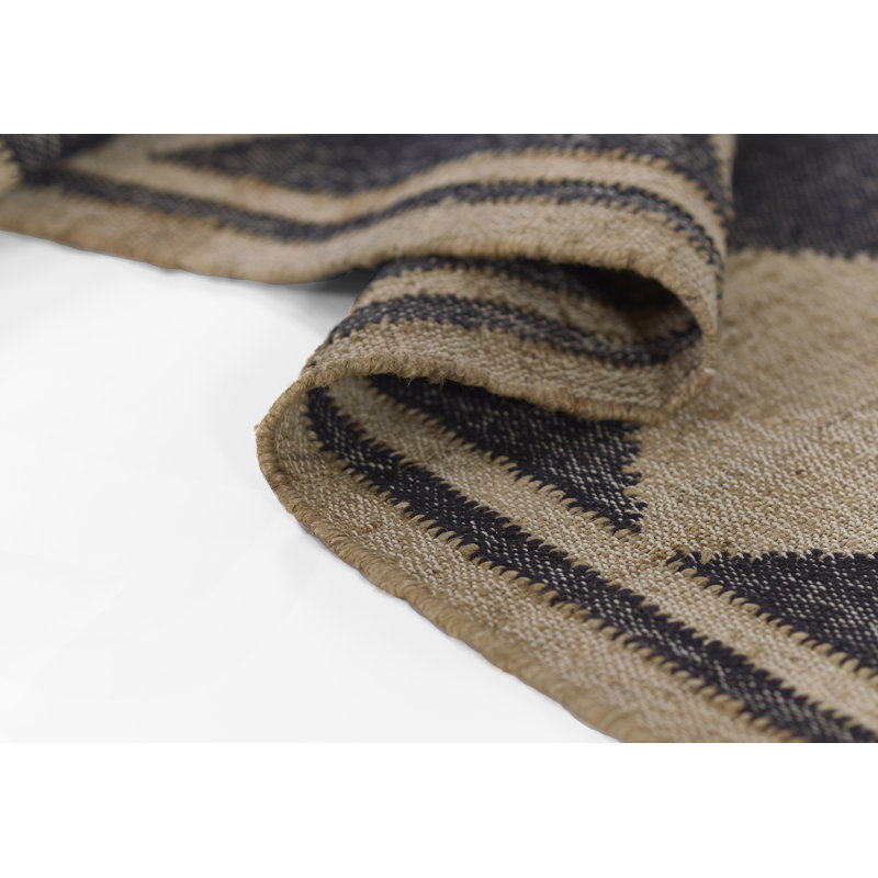 Orchard Court Black Hand-Woven Wool 5' x 8' Area Rug