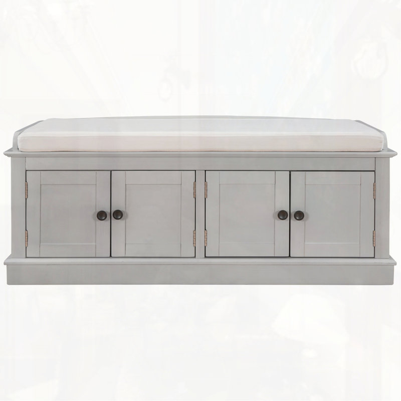 Banc d'entrée pour chaussures avec coussin amovible, Gris