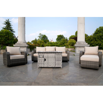 Bryliee 6 - Person Patio Conversation Set with Cushions