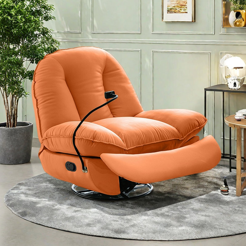 Fauteuil inclinable multifonctionnel avec accoudoirs de rangement, Orange