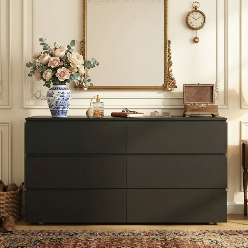 Anastasiya 59'' W 6 - Drawer Dresser, Black