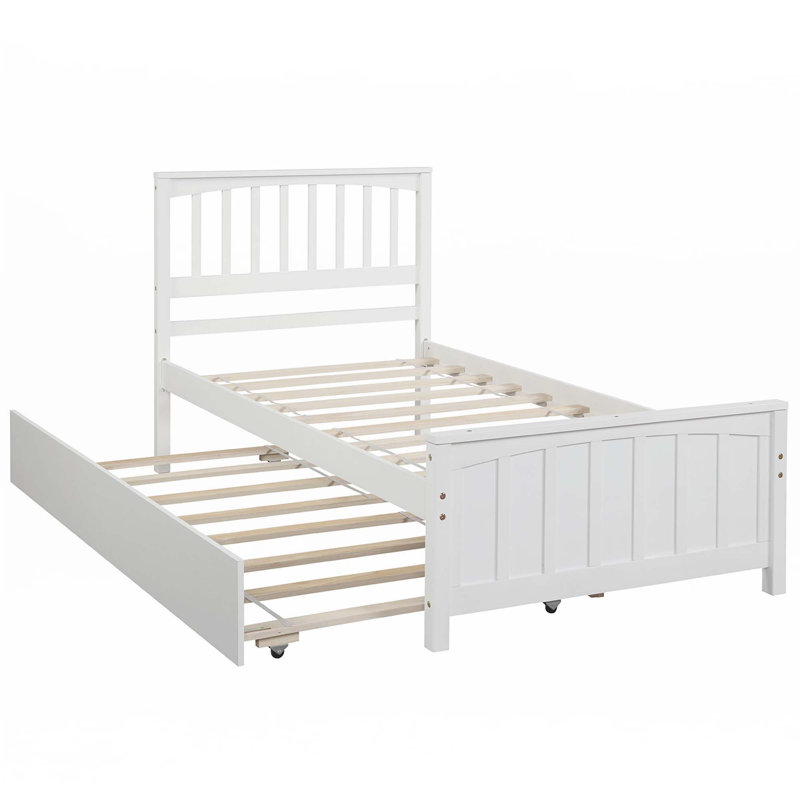 Lit plateforme simple avec lit gigogne, Blanc