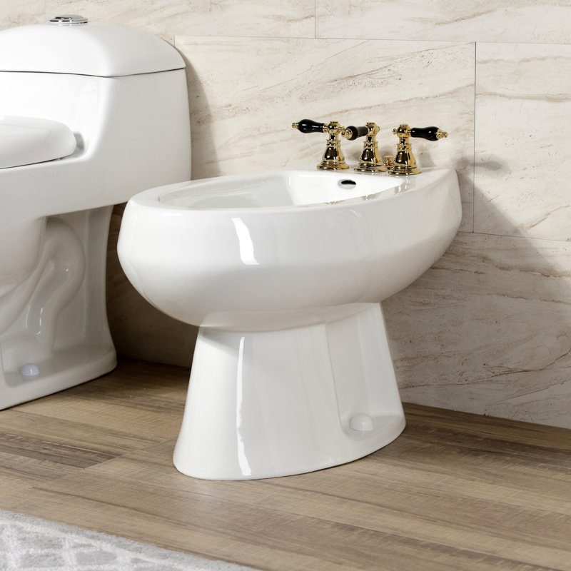 Kingston Brass Duchess Three-Handle Vertical Spray Bidet Faucet with Brass Pop-Up, Polished Brass