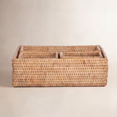 Bohi La Jolla Rattan 4-Piece Desk Organizer