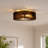 Semi Flush Mount Ceiling Light, Ceiling Light with Handcrafted Wooden Sat Shade