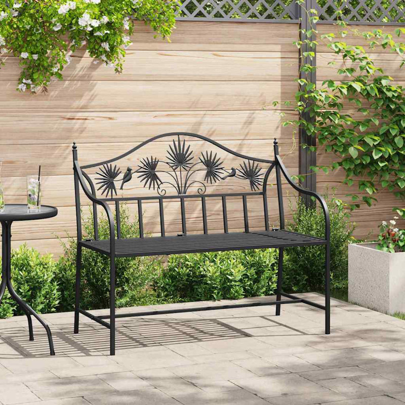 Steel Outdoor Bench, Black
